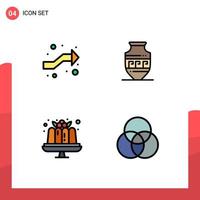 Set of 4 Modern UI Icons Symbols Signs for arrows dessert right greece sweets Editable Vector Design Elements