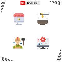 User Interface Pack of 4 Basic Flat Icons of shop yoga e honey engineer Editable Vector Design Elements