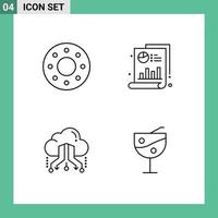 Set of 4 Modern UI Icons Symbols Signs for donut share medical graph online Editable Vector Design Elements