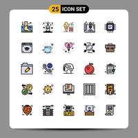25 iconos creativos, signos y símbolos modernos de chips, herramientas de estado de bebidas caseras, elementos de diseño vectorial editables vector