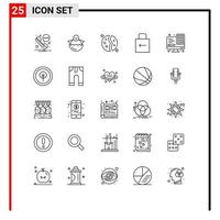 25 iconos creativos signos y símbolos modernos del teclado de bloqueo de la calculadora espacio clave de astronomía elementos de diseño vectorial editables vector
