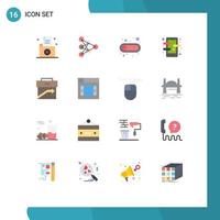 Pictogram Set of 16 Simple Flat Colors of language app course data chat toggle Editable Pack of Creative Vector Design Elements