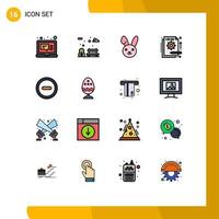 Set of 16 Modern UI Icons Symbols Signs for user interface easter information funding Editable Creative Vector Design Elements
