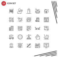 Mobile Interface Line Set of 25 Pictograms of crop control ruler zero room Editable Vector Design Elements