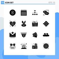 16 Creative Icons Modern Signs and Symbols of communication workflow time structure data architecture Editable Vector Design Elements