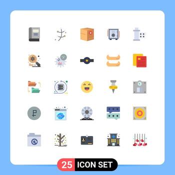 Pack of 25 Modern Flat Colors Signs and Symbols for Web Print Media such as safe box deposit add box plus Editable Vector Design Elements