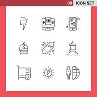 Group of 9 Outlines Signs and Symbols for chess sale share document price space Editable Vector Design Elements