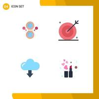 Set of 4 Modern UI Icons Symbols Signs for mirror arrow engine search download Editable Vector Design Elements