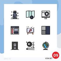 Modern Set of 9 Filledline Flat Colors and symbols such as ad sidebar computer left communication Editable Vector Design Elements