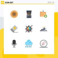 9 Thematic Vector Flat Colors and Editable Symbols of plugin gear folder connect eraser Editable Vector Design Elements