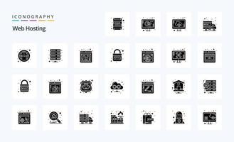 25 Web Hosting Solid Glyph icon pack vector