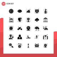 25 Universal Solid Glyphs Set for Web and Mobile Applications wine setting vision office case Editable Vector Design Elements