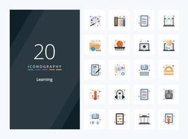 20 Learning Flat Color icon for presentation vector