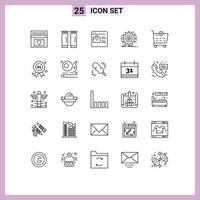 Set of 25 Modern UI Icons Symbols Signs for checkout making bag income finance Editable Vector Design Elements