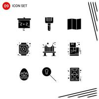 Set of 9 Modern UI Icons Symbols Signs for box river map metal across Editable Vector Design Elements
