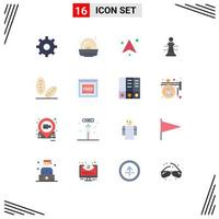 16 User Interface Flat Color Pack of modern Signs and Symbols of free access bread up baguette strategy Editable Pack of Creative Vector Design Elements