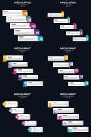 plantilla de diapositiva de presentación del paquete de infografías vectoriales 6 diagramas de ciclo de 5 pasos y líneas de tiempo vector