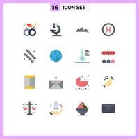 Pack of 16 Modern Flat Colors Signs and Symbols for Web Print Media such as food board hill sign scene Editable Pack of Creative Vector Design Elements