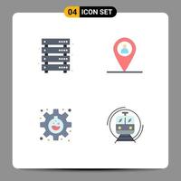 Pictogram Set of 4 Simple Flat Icons of data flask storage map research Editable Vector Design Elements