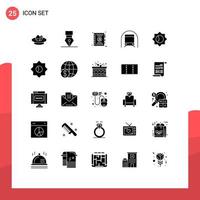 25 User Interface Solid Glyph Pack of modern Signs and Symbols of basic transportation wreath transport metro Editable Vector Design Elements