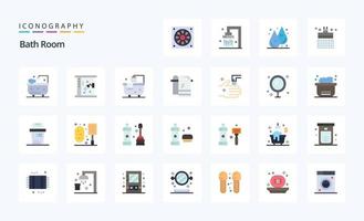 25 Bath Room Flat color icon pack vector