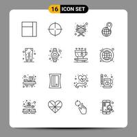 User Interface Pack of 16 Basic Outlines of shopping pent chair fashion world Editable Vector Design Elements