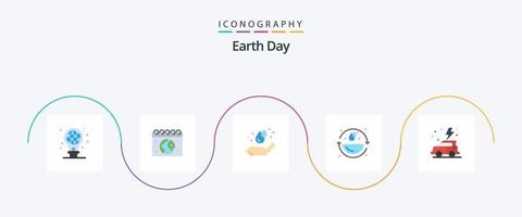 Earth Day Flat 5 Icon Pack Including day. environmental protection. earth day. environment. earth day vector