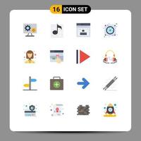 Universal Icon Symbols Group of 16 Modern Flat Colors of device password audio website page Editable Pack of Creative Vector Design Elements