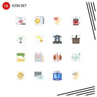 Pictogram Set of 16 Simple Flat Colors of bulb food money fast head Editable Pack of Creative Vector Design Elements