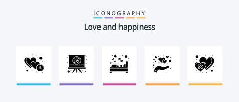 Love Glyph 5 Icon Pack Including love. hand. romance. care. love. Creative Icons Design vector