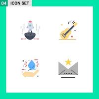 Group of 4 Modern Flat Icons Set for launch american startup guiter drop Editable Vector Design Elements