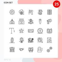 25 símbolos de signos de línea universal de datos de notificación de carrete de película elementos de diseño de vector editables de viento de poste móvil
