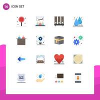 Mobile Interface Flat Color Set of 16 Pictograms of business liquid archive humidity file Editable Pack of Creative Vector Design Elements