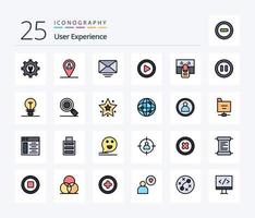 User Experience 25 Line Filled icon pack including controls. one. message. hand. click vector