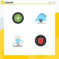 User Interface Pack of 4 Basic Flat Icons of finance male cloud network analytics Editable Vector Design Elements