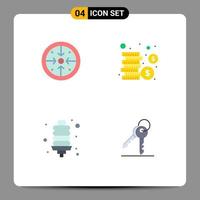 Flat Icon Pack of 4 Universal Symbols of stages energy bulb operation coins energy Editable Vector Design Elements