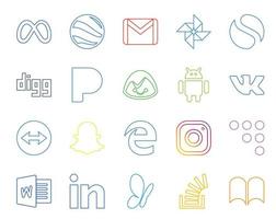 20 Social Media Icon Pack Including coderwall edge digg snapchat vk vector