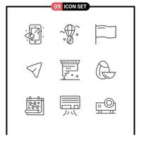 Group of 9 Outlines Signs and Symbols for development coding flag cartridge mouse Editable Vector Design Elements