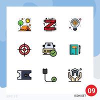 Universal Icon Symbols Group of 9 Modern Filledline Flat Colors of shoot business fashion solution light bulb Editable Vector Design Elements