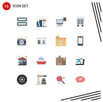 Group of 16 Flat Colors Signs and Symbols for structure develop position construction cv Editable Pack of Creative Vector Design Elements