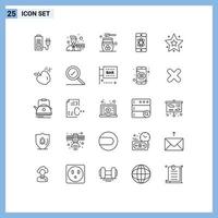 Universal Icon Symbols Group of 25 Modern Lines of favorite space beauty science relaxation Editable Vector Design Elements