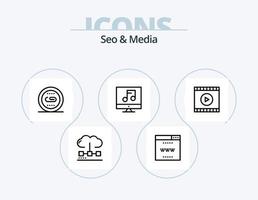 Seo and Media Line Icon Pack 5 Icon Design. engine. phone. communication. optimization. engine vector