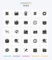 creative ux y ui 25 glyph solid black icon pack como conversión. creativo. alfiler. color. oficina vector