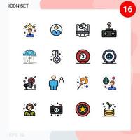 User Interface Pack of 16 Basic Flat Color Filled Lines of financial toy animation remote control baby Editable Creative Vector Design Elements