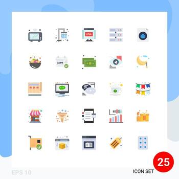 Pictogram Set of 25 Simple Flat Colors of file cloud code server backup Editable Vector Design Elements