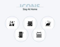 Stay At Home Glyph Icon Pack 5 Icon Design. wash. laundry. tools. clothes. home vector