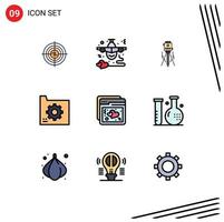 Universal Icon Symbols Group of 9 Modern Filledline Flat Colors of tool construction airplane building love Editable Vector Design Elements