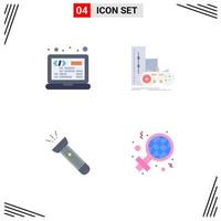 4 Thematic Vector Flat Icons and Editable Symbols of coding torch html joystick flash Editable Vector Design Elements