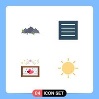 4 Thematic Vector Flat Icons and Editable Symbols of mountain board nature clothing heart Editable Vector Design Elements