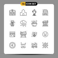 Outline Pack of 16 Universal Symbols of computer hdd award drive prize Editable Vector Design Elements